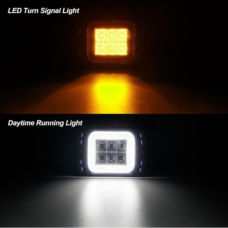 ATLEDLT LED Front Corner Marker Light Compatible With1987-1995 Wrangler YJ Amber Turn Signal Light, White Daytime Running Light 2PCS Smoke Lens - Image 2